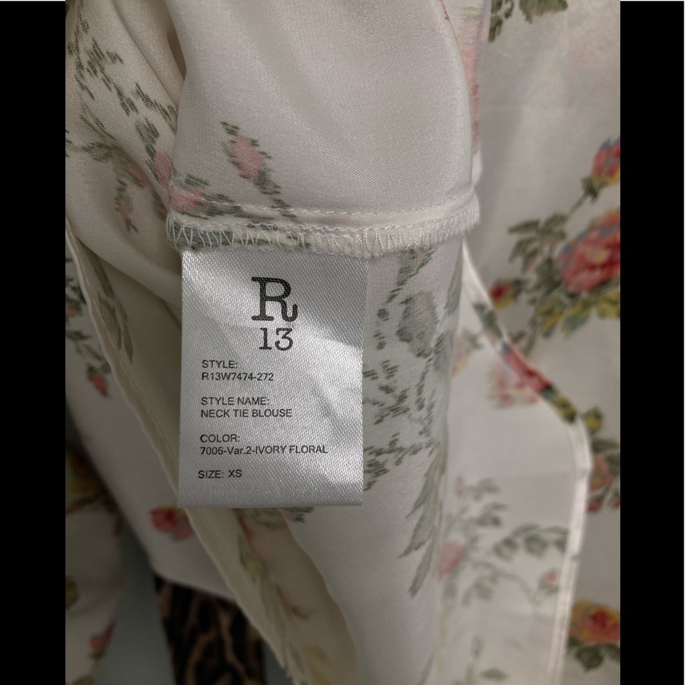 R13 floral-print silk blouse. color Ecru. Size XS. - Picture 10 of 13